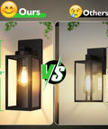 Comparison of all weather outdoor wall mount light fixture with glass shade and competitor