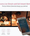 Smartphone displaying alerts from 1080P Wireless IP Home Security Camera System with AI Vision, Real Time App Alerts, professional monitoring.
