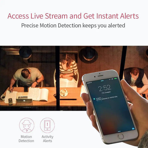 Smartphone displaying alerts from 1080P Wireless IP Home Security Camera System with AI Vision, Real Time App Alerts, professional monitoring.