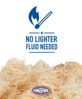 No lighter fluid needed text above Quick Light Fire Starter Rolls With All Natural Hardwood And Paraffin 32 Count