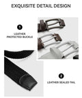 Two Pack Men Stretch Belts No Holes One And Three Eighths Inch Braided Elastic Casual Belts For Jeans And Pants All Day Comfort