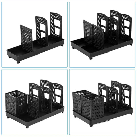 Six-Compartment Cup And Lid Holder For Countertop With Straw Holder Tough Plastic Coffee Cup Rack For 10-22oz Paper Cups
