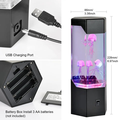 Jellyfish Lamp With Colorful RGB Lighting For Home Office Mood Light And Bedroom Decor Mini Realistic Jellyfish Swirl Lamp with USB and battery options