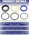 Bucket Cylinder Hydraulic Seal Kit For Bush Hog Front End Loaders Heavy Duty Replacement Fits One And A Half Inch Bore, One Inch Rod, Fifteen Inch Stroke Cylinders For 1840QT 1845QT 1846QT 1847QT 25H41702 seal rings and wiper
