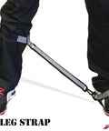 Golf Leg Power Correction Strap And Elbow Brace Swing Trainer Corrector for left and right handed players in use.
