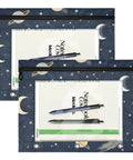 Constellation Navy Coupon Organizer With Zipper for School Supplies Shop Without Shuffling Clip Into 3 Ring Binders Keeps Coupons Loyalty Cards and Rebate Slips Sorted Easy Access at Checkout Durable Grommet Binder Case, showing two zippered navy organizers with celestial design.