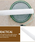 White Fiber Paint Roller Sleeve For Small Frames, Hella Smooth Low Lint Cover positioned over paint tray for easy use.