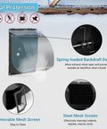 Heavy-Duty 4-Inch Dryer Vent Cover With Screen And Damper, 14 Gauge Steel Outdoor Vent Cap Black with mesh screen and damper