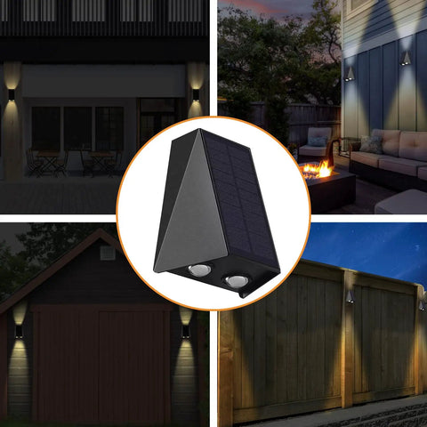 Solar Powered Up Down Wall Lights Dusk To Dawn Outdoor Flood Lights Sconce For Backyard Deck Fence Shed Waterproof