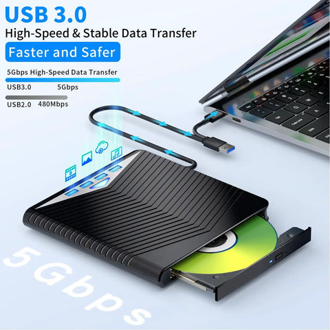 7 In 1 External Blu Ray Drive Read Write Burner With USB 3 0 And Type C Connectivity Compatible With Windows 7 11 Mac OS And PC Supports BD DVD CD M Disc Black, black USB 3.0 drive with disc tray