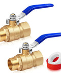 Two Pack Three Quarter Inch Brass Ball Valves With Female NPT To Male NPT Threads Beefy Forged Brass Shut Off Valves Full Port