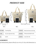 Beige quilted rolling duffle bag set with wheels in 25L, 40L and 55L sizes; waterproof Oxford cloth, Amazon brand.