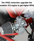 Beefed Up VM22 Carburetor Kit Upgrade for Predator 212 and 196cc 224cc Engines installed on Coleman Mini Bike