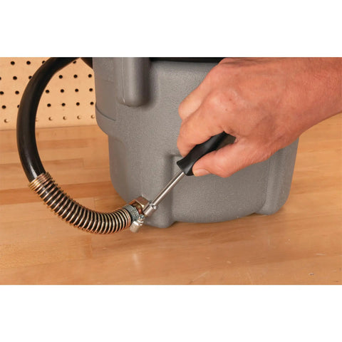 Using 7 Piece SAE Nut Driver Set With Chrome Plated Alloy Shafts Comfortable Grips on a hose clamp in workshop