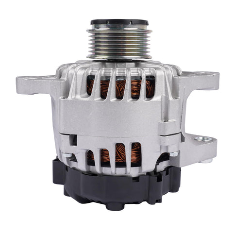 Front view of Drop In Alternator Replacement For Hyundai Veloster 2013 To 2017 And Kia Soul Forte Koup Forte5 Rio 1.6L 110A 12V CW 6 Groove