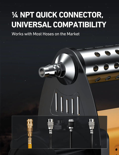1/4 NPT quick connector on the Trail Ready Portable Air Compressor Bad Boy 12 Volt Tire Inflator, showcasing universal compatibility.