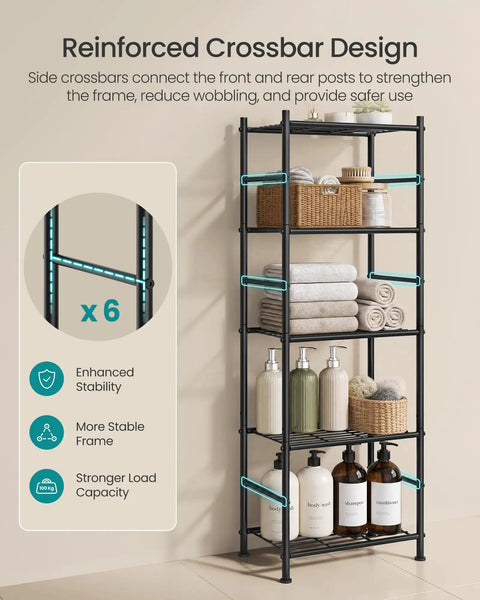 Heavy Duty 5 Tier Steel Shelving Rack Vertical Storage Organizer For Apartments Game Changer Space Saver Keep Your Setup Clutter Free With Legit Sturdy Frames And Smart Organization Flow