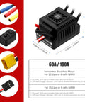 Beefed Up Waterproof BL3650 3900KV Brushless Motor With 3.175mm Shaft, 60A ESC, Heatsink, And Programming Card for 1/10 RC Cars