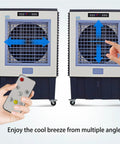 Beat The Heat Portable Swamp Cooler With Deep Water Tank delivering air from multiple angles, remote control included.