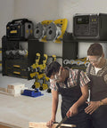 Heavy Duty Power Tool Organizer With Built In Charging Station And 200 Pound Load Capacity Three Tier Wall Rack Eight Drill Holders Two Side Pegboards And Extra Hooks For A Super Handy Garage Or Workshop displayed on wall above workbench.
