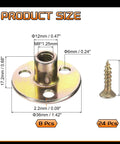 Legit Heavy Duty M8 T Nuts 8 Pack With Screws Zinc Plated Steel Galvanized Steel dimensions and specifications image.