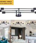 Dope Six Light Sputnik Black Chandelier Semi Flush Mount Ceiling Light with E26 Base LED Compatible in living and dining rooms.
