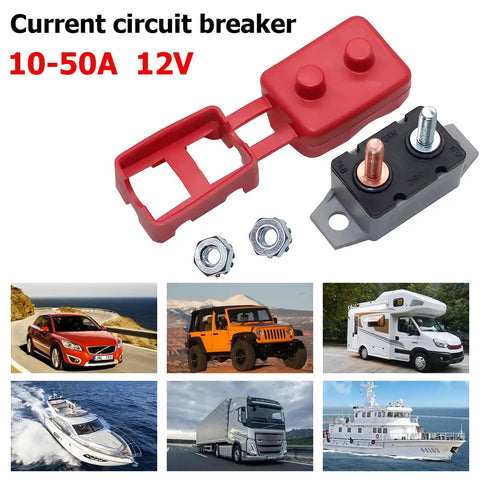 Tough As Nails Two Pack Of 40 Amp Auto Reset Circuit Breakers For 12V To 48V DC Systems Featuring Red Vinyl Insulation and heavy duty design.