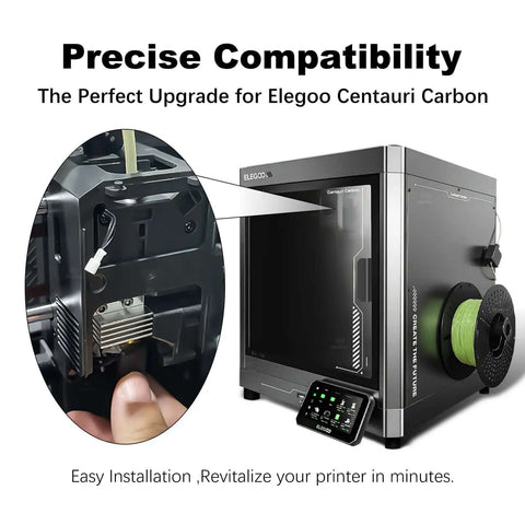 Elegoo Centauri Carbon printer showing installation area with 2 Pack 0.4mm Centauri Carbon Hotend Kit for precise upgrade