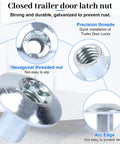 Heavy Duty Domed Torx Barrel Nut For Cargo Trailer Door Latch 5/16 Inch Coarse Thread detail view showing hexagonal threaded nut.