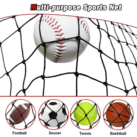 Heavy Duty Multi Purpose Sports Net with baseball, soccer, tennis, and basketball for home yard training and casual play