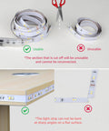 Tunable White LED Strip Light 16.4 Ft Warm To Cool White, Dimmable Bright Tape Lights showing usability and installation instructions.