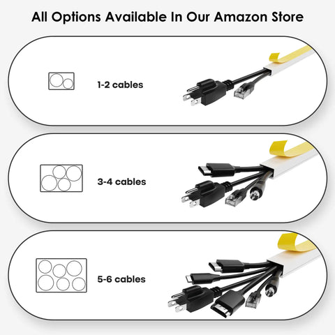 Comparison of cable capacities for DIY Cable Concealer Kit For Home And Office Indoor Outdoor Cord Cover Raceway To Hide Wires 235 Inch Run With 18 Connectors White Seamless Cable Management For Walls Doors And Floors