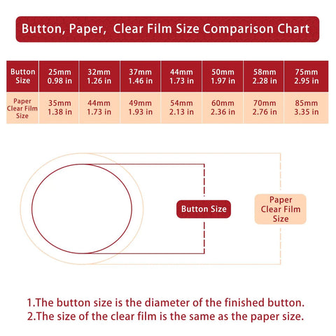 Size comparison chart for 200 Sets Of 25mm Button Making Supplies With 800 Pieces Total Includes 0.98 Inch Metal Blank Badges And Paper Inserts