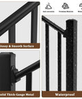 Modular Black Stainless Steel Stair Railing Kit 36 Inches High By 2 Feet Long With Snap Fit Design showing glossy surface and waterproof features.