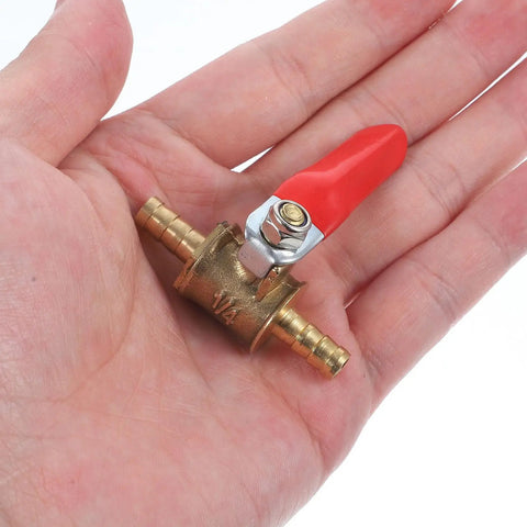 Kickass 2Pcs Copper Ball Valve 6MM Fittings With Red Handle Hella Tough Air Pump And Irrigation Shut Off Valve for garden and hydroponics