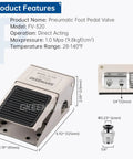 Pneumatic Foot Pedal Valve With Built In Silencer 1 Quarter Inch NPT Thread 2 Position 3 Way Foot Operated Air Control