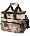 Go-To Insulated Lunch Bag With Shoulder Strap For Picnic, Hiking, Camping Or Work, 15L Big Capacity, western print design