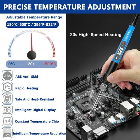 Heavy Duty Soldering Iron Kit With Heat Set Insert Tool 80W 110V LCD Digital Temperature Control used on circuit board