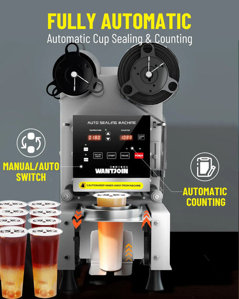 Top Tier Automatic Cup Sealer Machine For Busy Cafes Rapidly Seals Six Hundred Cups Per Hour With Smart Display Perfect For Bubble Tea Or Coffee Shop Built Different To Level Up Your Daily Beverage Grind