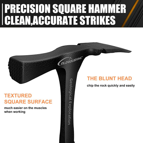 Close-up of 36 Oz Rock Pick Hammer Heavy Duty Masonry and Bricklayer Tool With Comfortable Rubber Grip, focusing on head design.