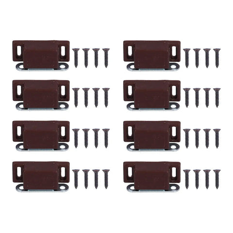 Eight Pack Stainless Steel Magnetic Door Catch For Cabinets And Cupboards With Screw Fittings, Brown Finish, front view