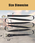 Endless Ratchet Strap Set 1 Inch Wide Heavy Duty Tie Down Straps 8 Feet Long Hookless Design shown with dimensions