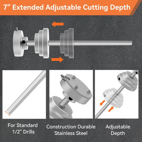 2-In-1 Internal Pipe Cutter For 1.5 In And 2 In PVC Pipes, Aluminum Alloy Construction, 7 Inch Adjustable Cutting Depth, Drill Powered.