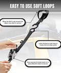 Instructional use of Heavy Duty Ratchet Tie Down Straps Set 1500 Lb Break Strength 1 Inch By 15 Foot with soft loops and S hooks.