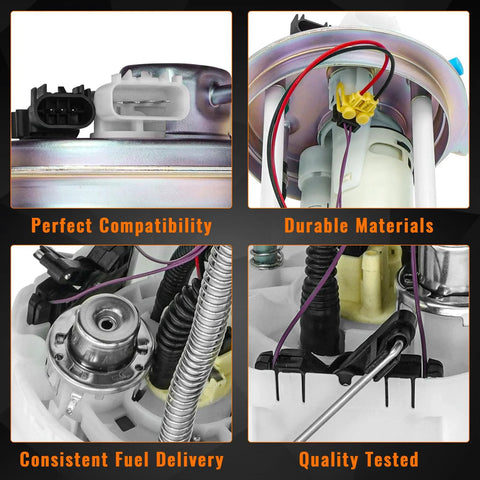Close-up of Electric Fuel Pump Module Assembly for Chevrolet Silverado 1500 and GMC Sierra 1500, 2014 to 2018 4.3L V6, 5.3L V8, 6.2L V8, Replaces OE Part E4123M