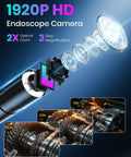 Lighted Camera For Tight Inspections With 4.3 Inch IPS Screen Borescope Visual Inspection Tool Delivers Real Time 1080p HD Video 180 Degree Rotation Contrast Adjust Easy Access In Narrow Spaces, 1920p HD lens