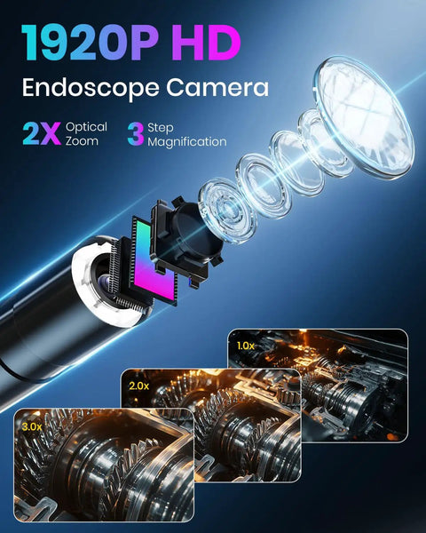 Lighted Camera For Tight Inspections With 4.3 Inch IPS Screen Borescope Visual Inspection Tool Delivers Real Time 1080p HD Video 180 Degree Rotation Contrast Adjust Easy Access In Narrow Spaces, 1920p HD lens