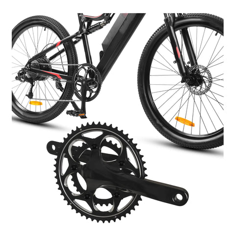 Five Pack M8 Chainring Bolts 7075 Aluminum Alloy CNC Nuts For MTB Road BMX Crankset Black Hardware Screws For Solid Chainring Fixing And Quick Upgrades shown on a mountain bike crankset setup.