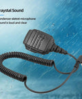 Walkie Talkie Shoulder Speaker Mic With IP54 Waterproof 2 Pin K Plug Rugged Design against background with raindrops