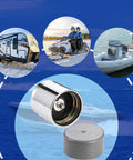 2 Pack Trailer Wheel Bearing Protector 1.98 Inch Hub Cap Dust Shield shown with RV, snowmobile, boat applications.